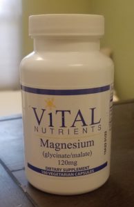 a bottle of magnesium from Vital Nutrients with glycinate and malate