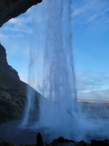 Behind the Seljalandsfoss waterfall in Iceland