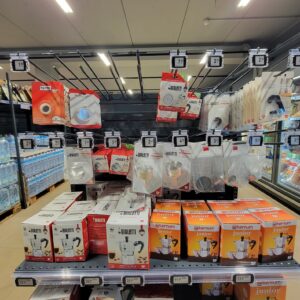 Section in a grocery store of parts for a Bialetti coffee maker