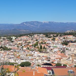 The view of the church and the B&B with the beautiful terrace