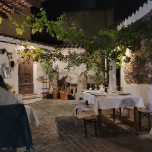 an outdoor table in a restaurant