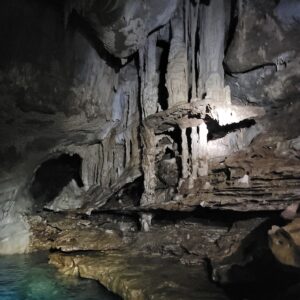 stalactites and stalagmites in a cave in Sardinia