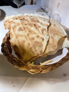 Flat bread in Sardinia in a basket