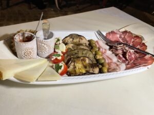 Meat and cheese appetizer in Italy 